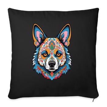 German Shepherd Dia de Muertos Day of the Dead - Sofa pillowcase 17,3'' x 17,3'' (45 x 45 cm) - black - Front