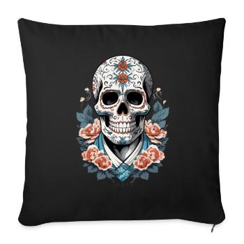 Fête mexicaine emblématique de Sugar Skull - Housse de coussin décorative 45 x 45 cm - noir - Devant