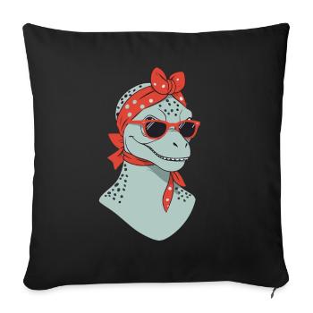 Drôle Dinosaure Maman Cool Dino Femme - Housse de coussin décorative 45 x 45 cm - noir - Devant