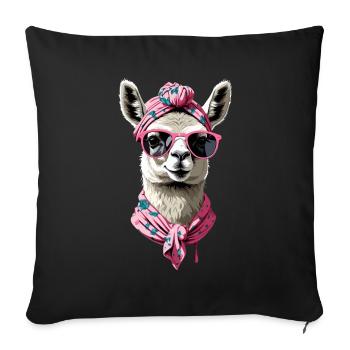 Llama Loving Mom Funny Mom Design - Sofa pillowcase 17,3'' x 17,3'' (45 x 45 cm) - black - Front