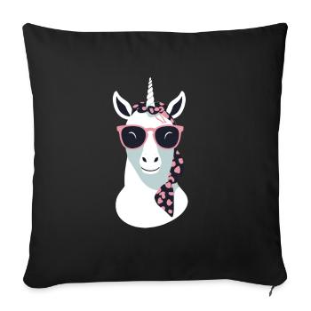 Licorne Maman Licornes Élégantes Amoureux - Housse de coussin décorative 45 x 45 cm - noir - Devant