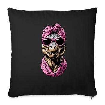 Drôle Dinosaure Maman Cool Dino Femme Style - Housse de coussin décorative 45 x 45 cm - noir - Devant