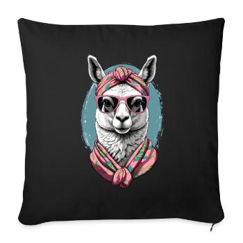 Llama Loving Mom Funny Alpaca Mother's Day - Sofa pillowcase 17,3'' x 17,3'' (45 x 45 cm) - black - Front