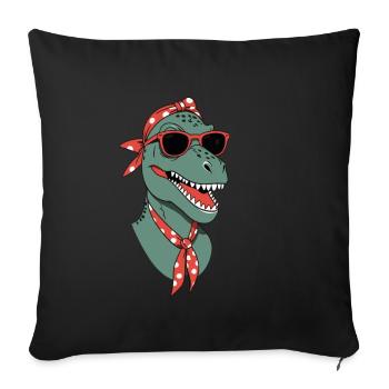 Drôle Dinosaure Maman Cool Dino Femme Style - Housse de coussin décorative 45 x 45 cm - noir - Devant