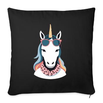 Licorne Maman Licornes Aimant Drôle Élégant - Housse de coussin décorative 45 x 45 cm - noir - Devant