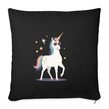 Licorne Maman Drôle Et Élégant Licorne Femme - Housse de coussin décorative 45 x 45 cm - noir - Devant