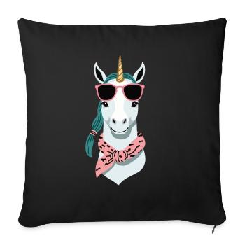 Licorne Maman Drôle Licornes Aimant Maman - Housse de coussin décorative 45 x 45 cm - noir - Devant