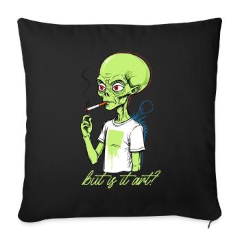 Drôle de dicton extraterrestre mais c’est de l’art - Housse de coussin décorative 45 x 45 cm - noir - Devant