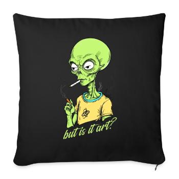 Drôle de dicton extraterrestre mais c’est de l’art - Housse de coussin décorative 45 x 45 cm - noir - Devant