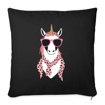 Licorne Maman Licornes Élégantes Maman Aimante - Housse de coussin décorative 45 x 45 cm - noir - Devant