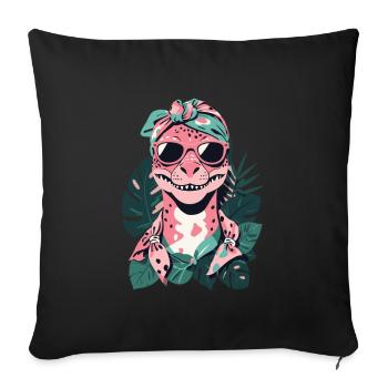 Drôle Dinosaure Maman Cool Dino Femme Style - Housse de coussin décorative 45 x 45 cm - noir - Devant
