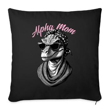 Alpha Maman Drôle Dinosaure Maman Cool Dino - Housse de coussin décorative 45 x 45 cm - noir - Devant
