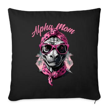 Maman alpha Drôle Dinosaure Iconique Maman - Housse de coussin décorative 45 x 45 cm - noir - Devant