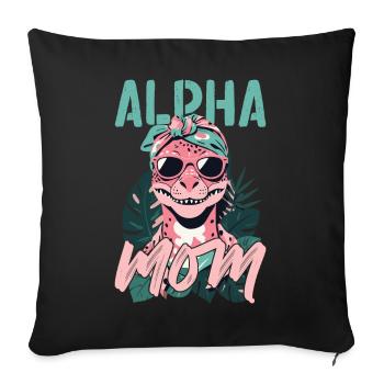 Alpha Maman Drôle Dinosaure Maman Dinos Cool - Housse de coussin décorative 45 x 45 cm - noir - Devant