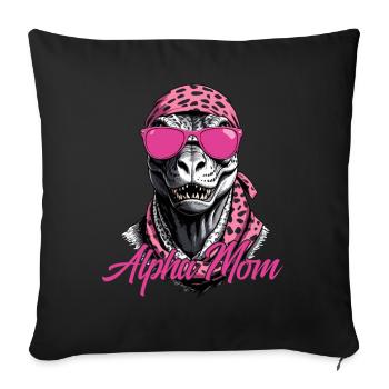 Alpha Maman Drôle Dinosaure Mère Icône - Housse de coussin décorative 45 x 45 cm - noir - Devant