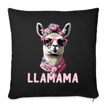 LLamama Llama Loving Mom Funny Design - Sofa pillowcase 17,3'' x 17,3'' (45 x 45 cm) - black - Front