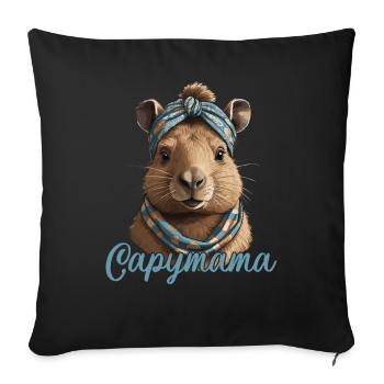 Capymama drôle Capybara conception de fête des mères - Housse de coussin décorative 45 x 45 cm - noir - Devant