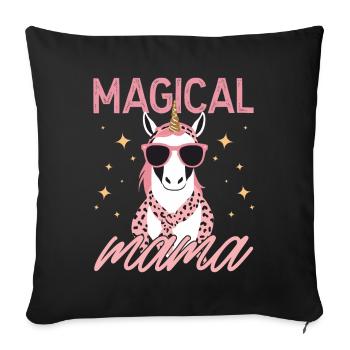 Magique Maman Licorne Maman Amour Élégant - Housse de coussin décorative 45 x 45 cm - noir - Devant