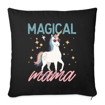 Magical Mom Unicorn Mom Funny Design - Sofa pillowcase 17,3'' x 17,3'' (45 x 45 cm) - black - Front