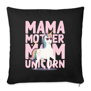 Licorne Maman Licornes Aimant Drôle Élégant - Housse de coussin décorative 45 x 45 cm - noir - Devant