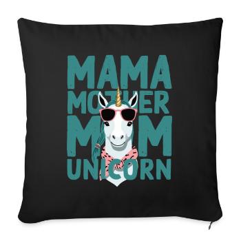 Licorne Maman Drôle Licornes Aimant Maman - Housse de coussin décorative 45 x 45 cm - noir - Devant