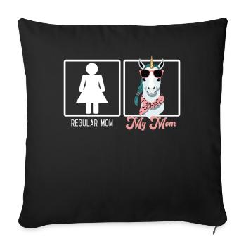 Drôle Maman Comparaison Licorne Maman - Housse de coussin décorative 45 x 45 cm - noir - Devant