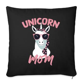 Licorne Maman Licornes Élégantes Femme Aimante - Housse de coussin décorative 45 x 45 cm - noir - Devant