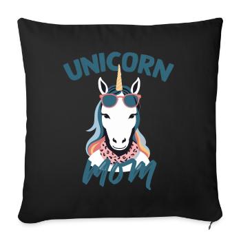 Licorne Maman Licornes Élégantes Amoureux - Housse de coussin décorative 45 x 45 cm - noir - Devant