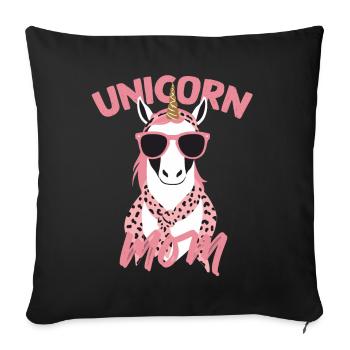 Licorne Maman Licornes Aimant Drôle Élégant - Housse de coussin décorative 45 x 45 cm - noir - Devant