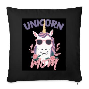 Licorne Maman Drôle Élégant Licorne Femme - Housse de coussin décorative 45 x 45 cm - noir - Devant