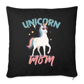Licorne Maman Licornes Aimant Drôle Élégant - Housse de coussin décorative 45 x 45 cm - noir - Devant