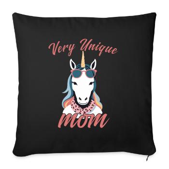Licorne maman licornes aimant très Unique - Housse de coussin décorative 45 x 45 cm - noir - Devant