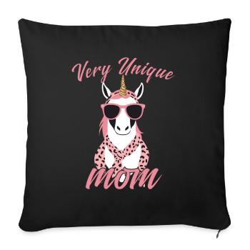Licorne Maman Unique Élégante Licorne Femme - Housse de coussin décorative 45 x 45 cm - noir - Devant