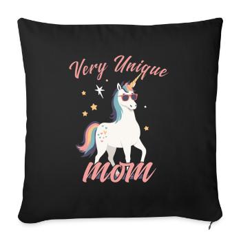 Licorne maman licornes aimant très Unique - Housse de coussin décorative 45 x 45 cm - noir - Devant