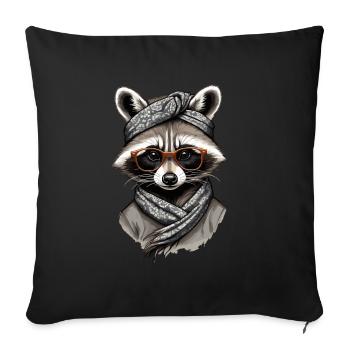 Mama Raccoon Raccoon Amoureux du raton laveur - Housse de coussin décorative 45 x 45 cm - noir - Devant