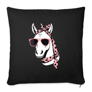 Maman Cheval Cheval Amant Mère Cheval Fille - Housse de coussin décorative 45 x 45 cm - noir - Devant