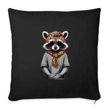 Maman raton laveur amant raton laveur fête des mères - Housse de coussin décorative 45 x 45 cm - noir - Devant