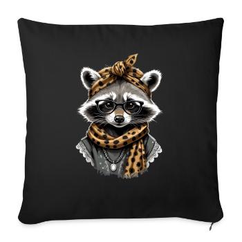 Mama Raccoon Raccoon Amoureux du raton laveur - Housse de coussin décorative 45 x 45 cm - noir - Devant