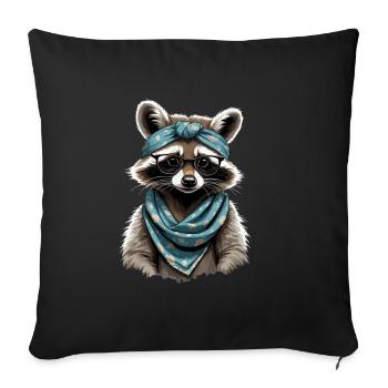 Mama Raccoon Raccoon Amoureux du raton laveur - Housse de coussin décorative 45 x 45 cm - noir - Devant
