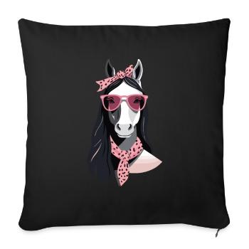 Maman Cheval Cheval Amant Maman Amour Élégant - Housse de coussin décorative 45 x 45 cm - noir - Devant