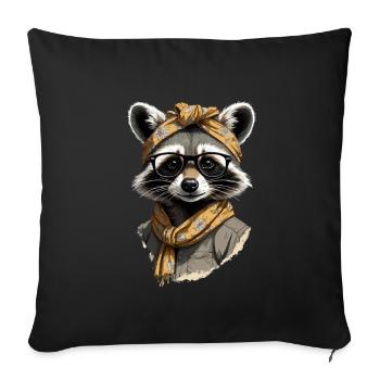 Mama Raccoon Raccoon Amoureux du raton laveur - Housse de coussin décorative 45 x 45 cm - noir - Devant