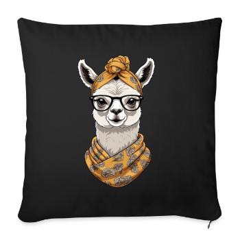 Llama Loving Mom Funny Design Mother's Day - Sofa pillowcase 17,3'' x 17,3'' (45 x 45 cm) - black - Front
