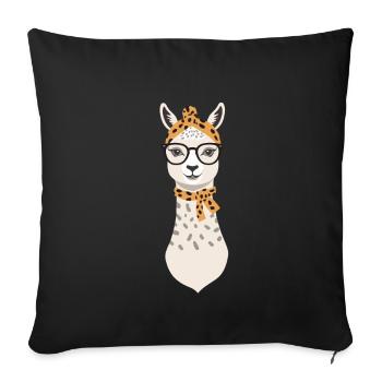 Drôle Lama Alpaga mère Design - Housse de coussin décorative 45 x 45 cm - noir - Devant