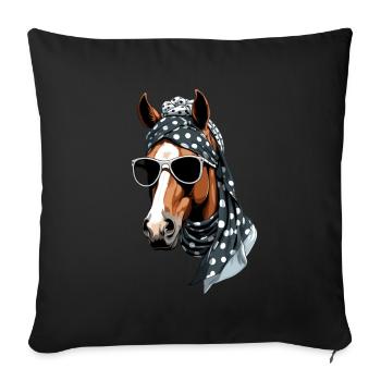 Maman Cheval Cheval Amant Mère Cheval Fille - Housse de coussin décorative 45 x 45 cm - noir - Devant