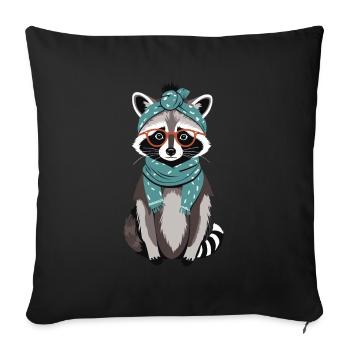Maman raton laveur amant raton laveur fête des mères - Housse de coussin décorative 45 x 45 cm - noir - Devant