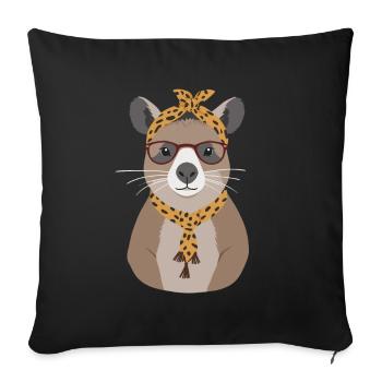 Drôle Capymama Capybara Fête des Mères - Housse de coussin décorative 45 x 45 cm - noir - Devant
