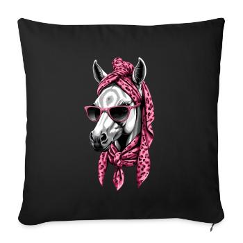 Maman Cheval Élégant Cheval Amour Cheval Fille - Housse de coussin décorative 45 x 45 cm - noir - Devant