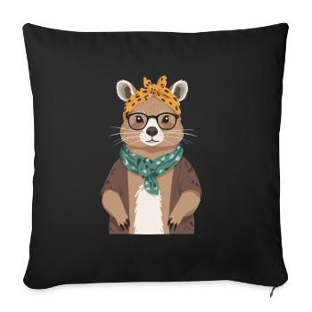 Drôle Capymama Capybara conception de fête des mères - Housse de coussin décorative 45 x 45 cm - noir - Devant