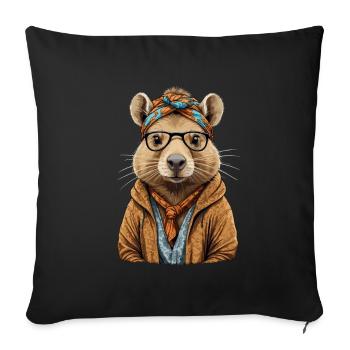 Drôle Capymama Capybara conception de fête des mères - Housse de coussin décorative 45 x 45 cm - noir - Devant