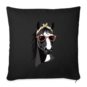 Maman Cheval Cheval Amant Mère Cheval Fille - Housse de coussin décorative 45 x 45 cm - noir - Devant